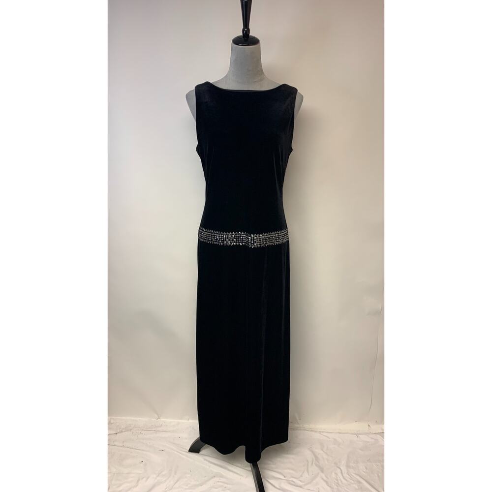 Robbie Bee Gown Velvet Black Sequins Elegant Special Event Formal Womens SZ 10